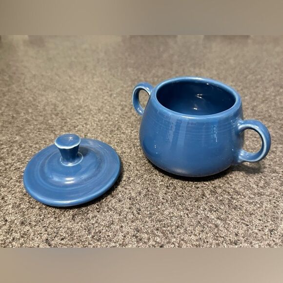 Fiestaware Sugar Bowl & Figure 8 Tray Lapis Made In USA Contemporary P… - Picture 4 of 4